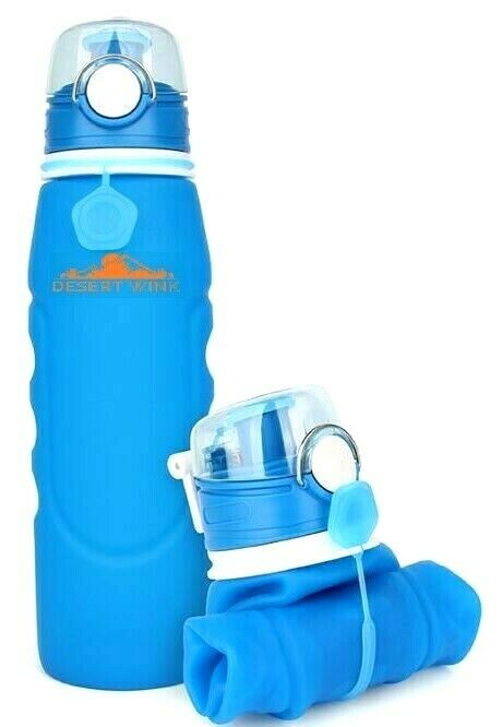 Collapsible Water Bottle Silicone Reusable Leak-proof Travel Hiking Sports 26 Oz
