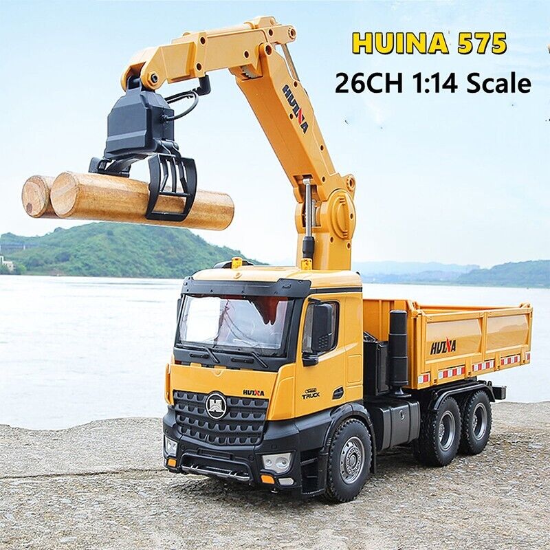 Huina 575 1/14 Rc Car 26ch Tractor Remote Control Alloy Timber Grapplo Dump Truc
