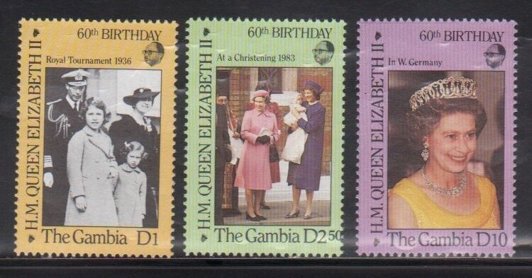 Gambia 611-13 Queen Elizabeth Mint Nh
