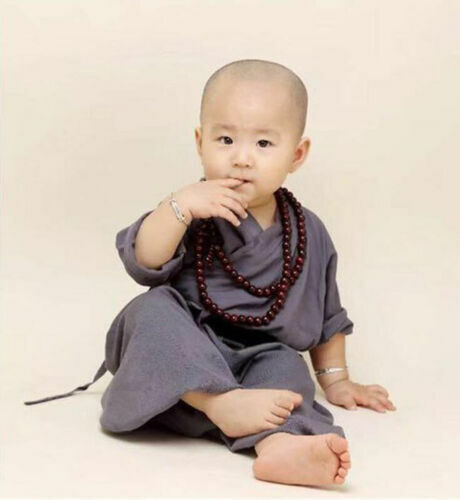 Kid Child Shaolin Buddhist Monk Robe Boy Meditation Uniform Kung Fu Tai Chi Suit