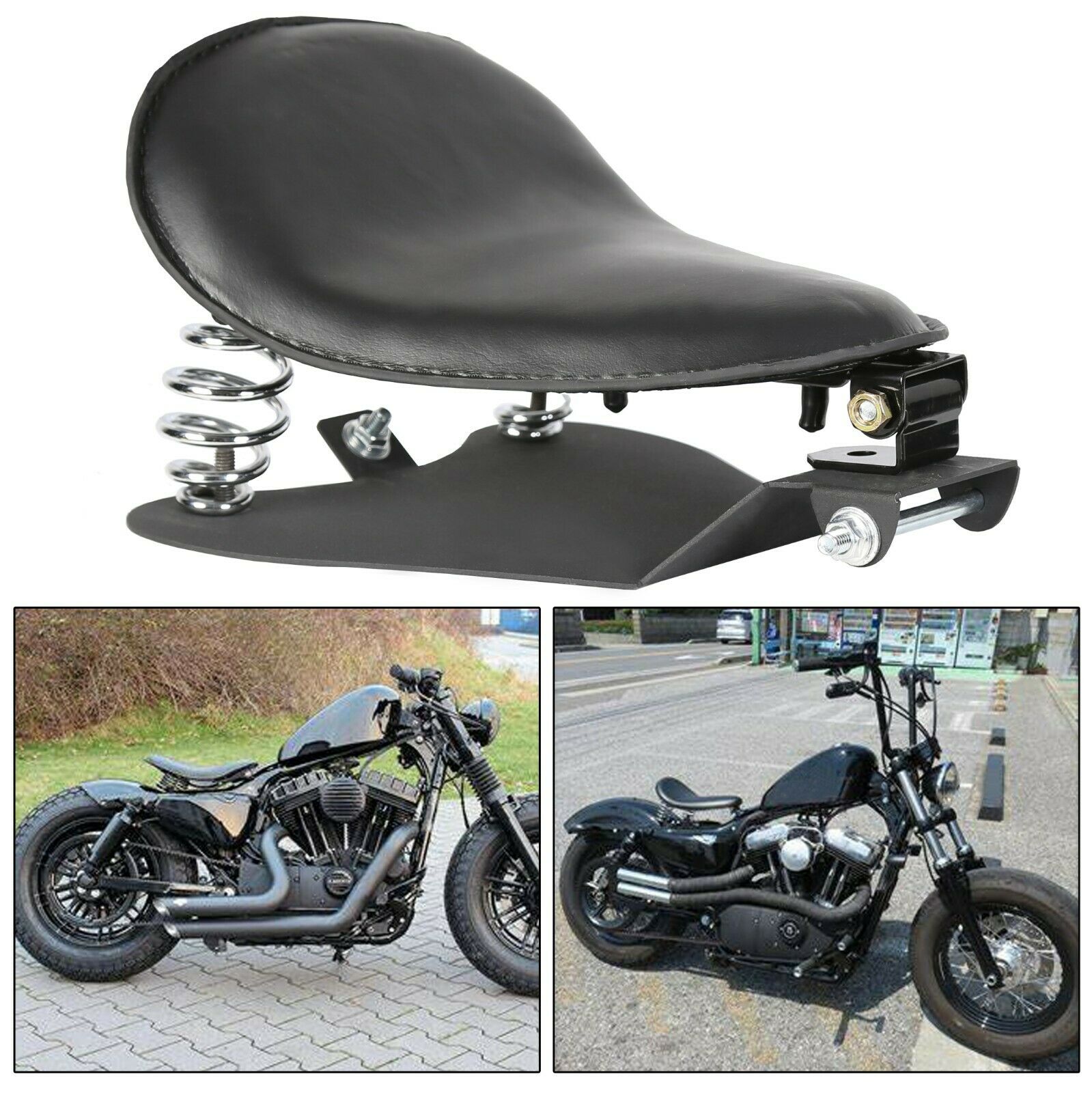 Black Solo Seat 3" Spring Bracket Base Kit For Harley 48 Sportster Xl883 1200