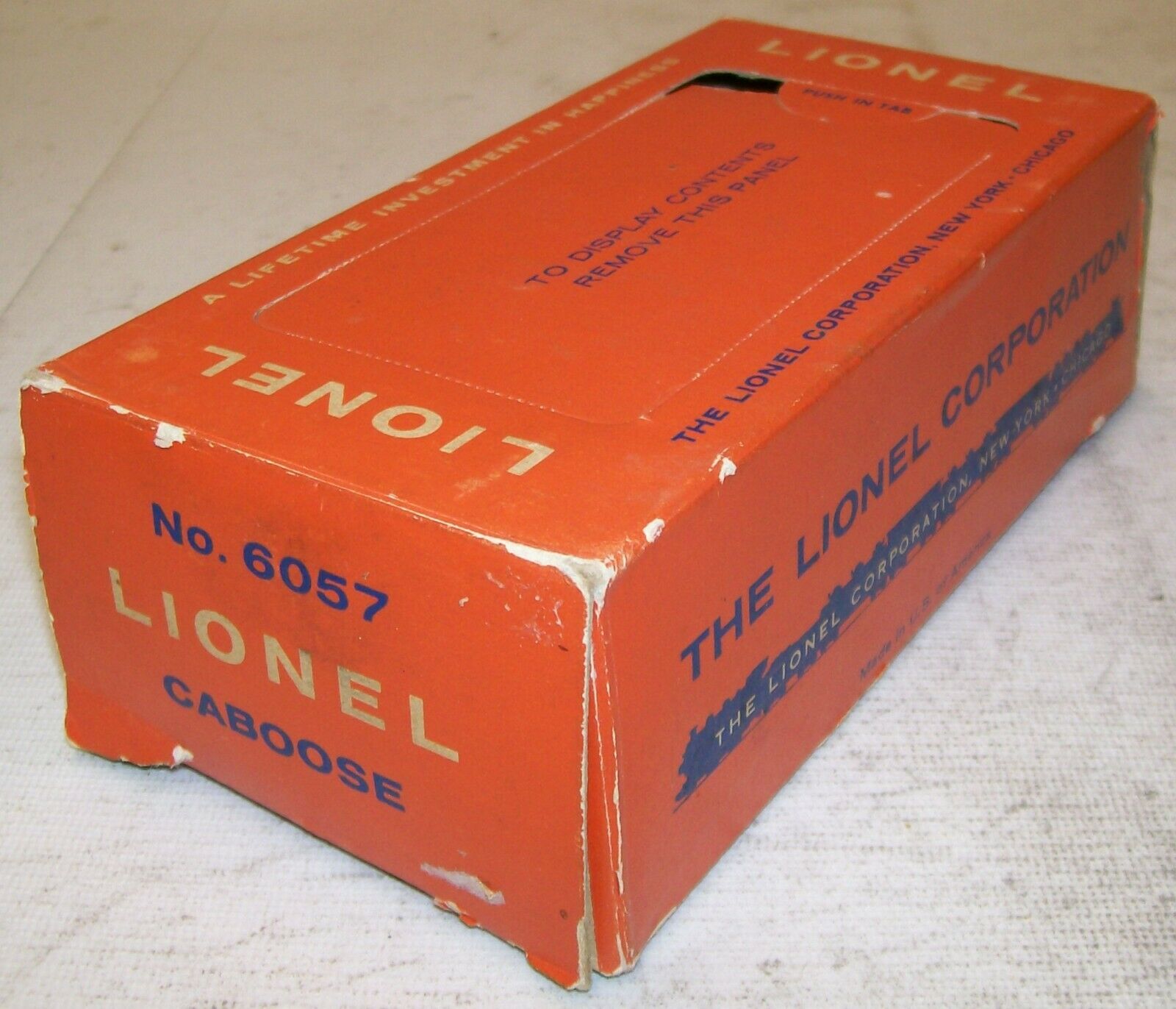 Lionel Postwar 6057 Ll Sp-type Caboose Original #6057-3 Or. Perf. Box Only ~ Vg+
