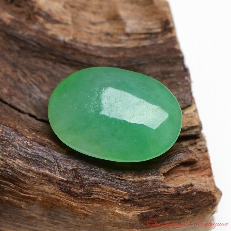 Myanmar Certified Untreated Grade A Ice Jadeite Yang Green Loose Gemstone #2018