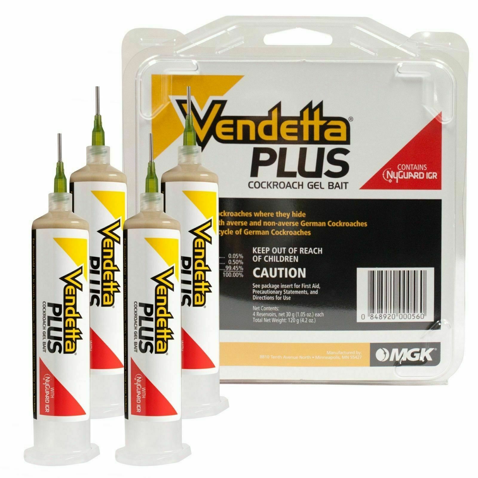 New Vendetta Plus Roach Killer / Cockroach Gel Bait- With Free Plunger And Tip!