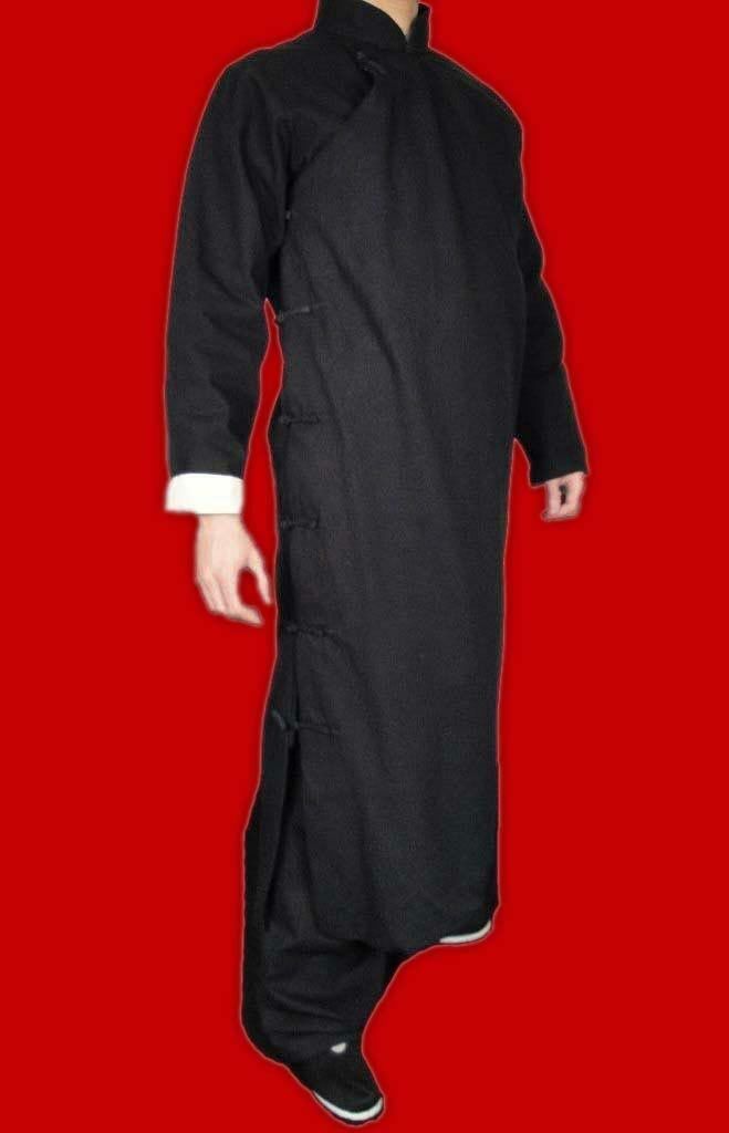 100% Cotton Kung Fu Martial Arts Tai Chi Long Coat Robe Xs-xl Tailor Custom Made