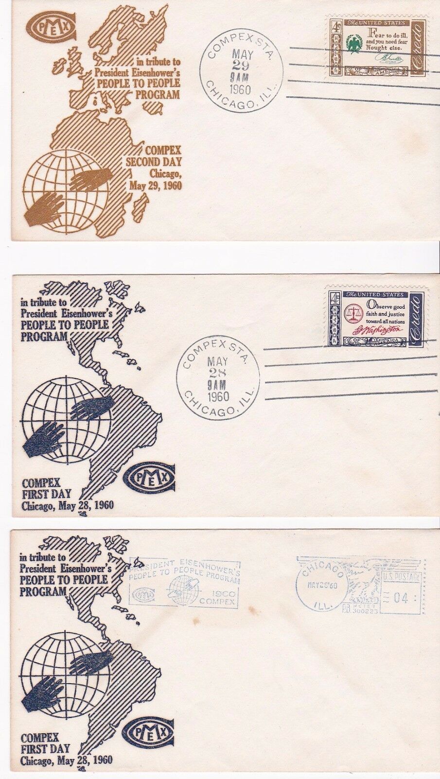 Eisenhower People To People Program Compex Chicago, Il May 1960 Set Of 3