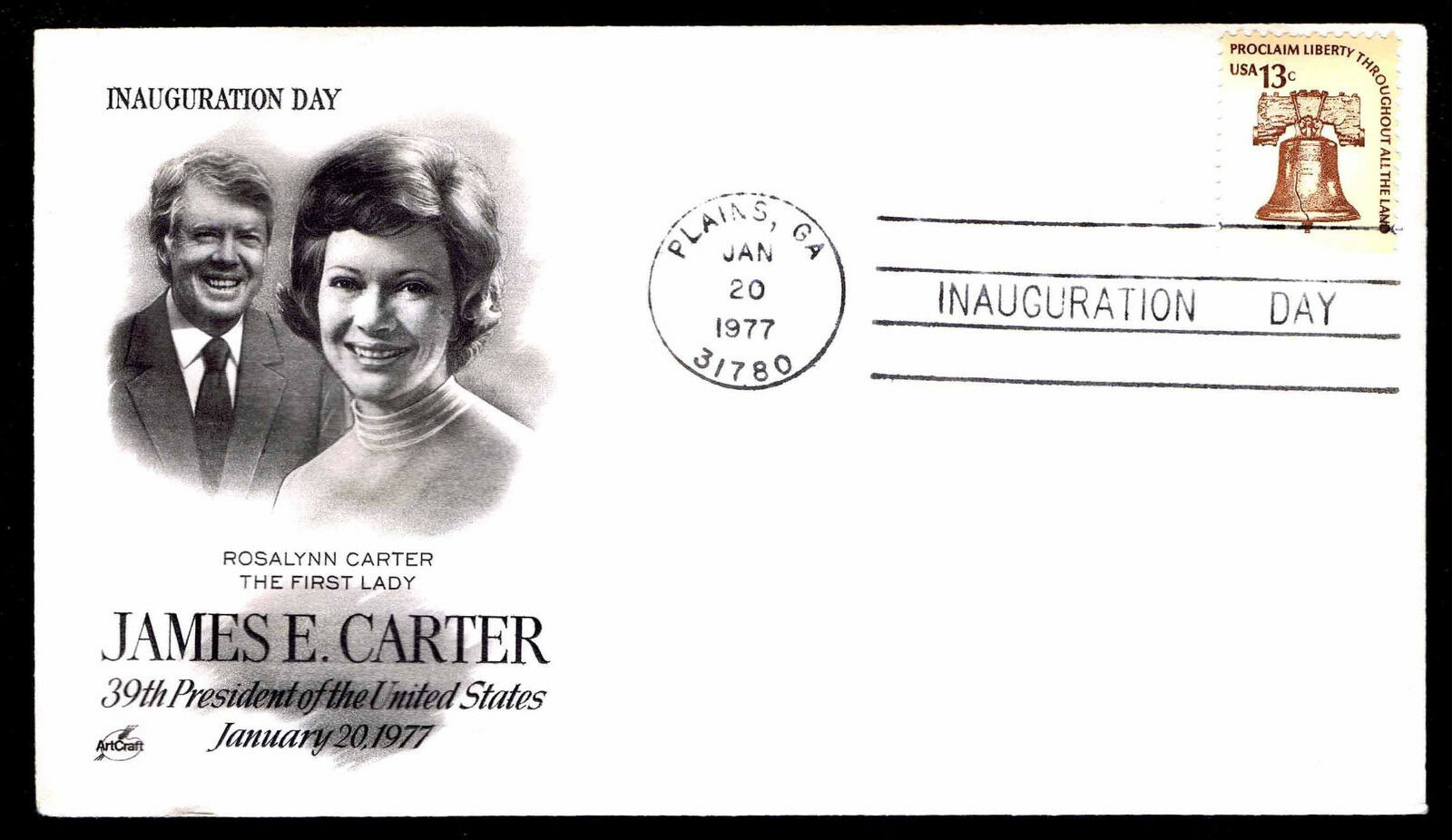 1977 Rosalynn Carter, First Lady Inauguration Day Cover - Us#1595 (esp#4689)
