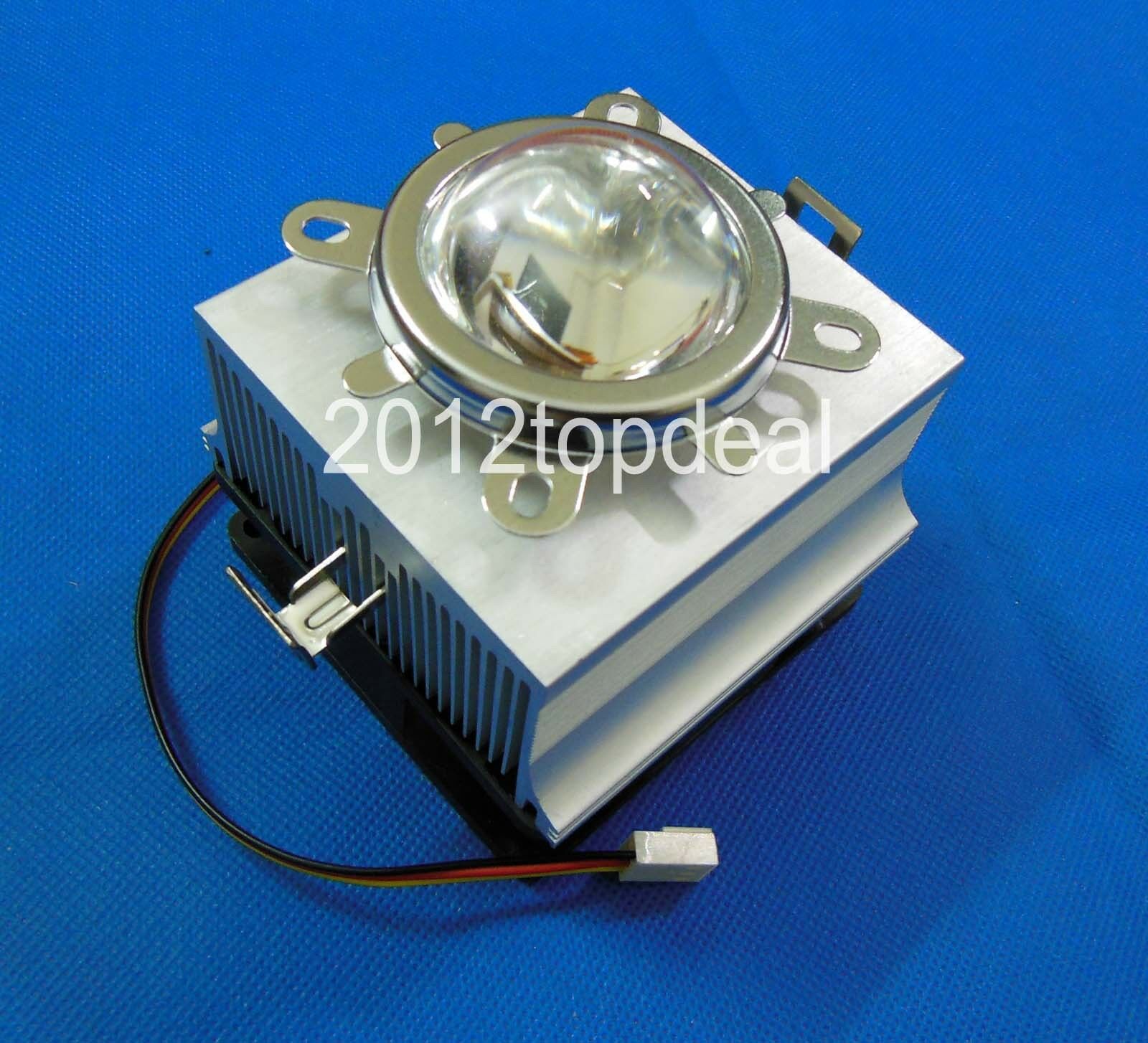 20-100w Led Aluminium Heat Sink Cooling Fan+44mm Lens + Reflector Bracket Kit