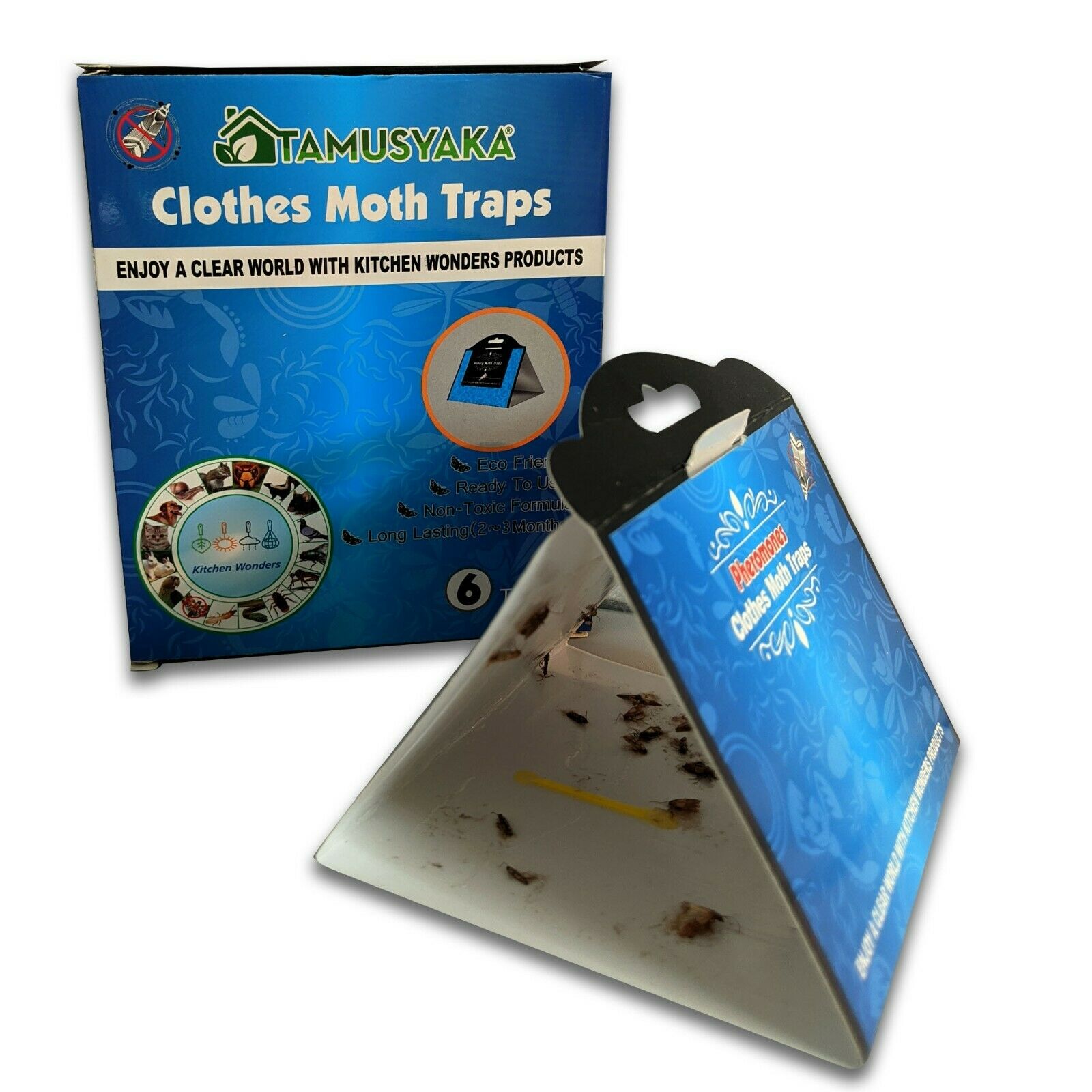 Powerful Clothes Moth Traps 6-pack With Premium Pheromone, Vacuum Sealed