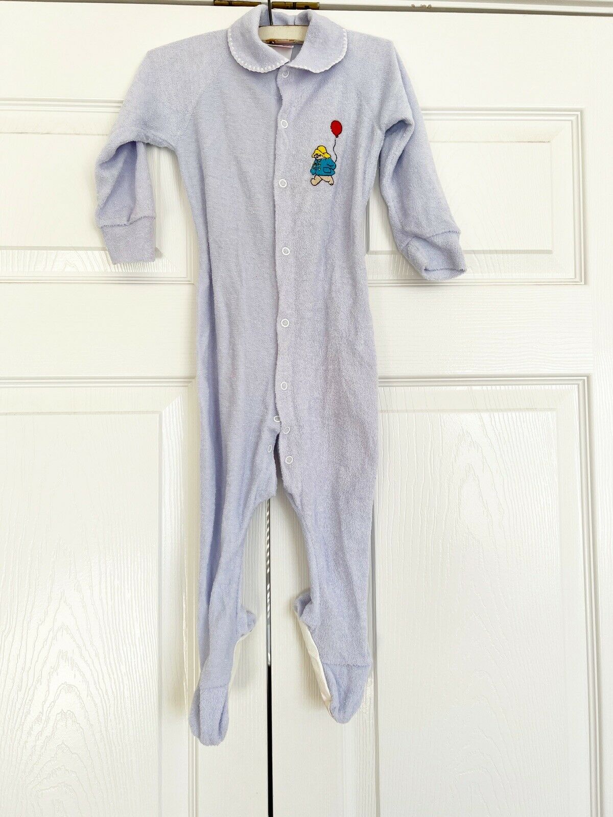 Vintage Paddington Bear One Piece Footed Terry Sleeper Lavender Baby 24 Months