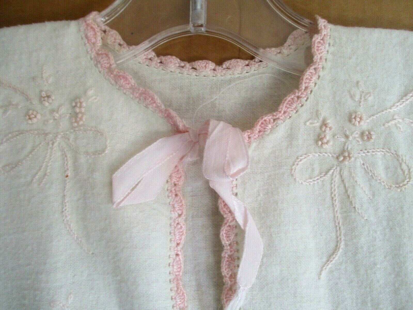 Vintage  Baby Toddler Embroidered Flannel Bed Jacket Robe Pajamas  Sleepwear