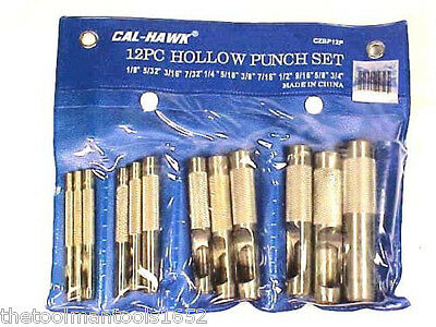 12pc Hollow Hole Punch Plastic Leather Washer Gasket Maker Cutter Set Kit Tool