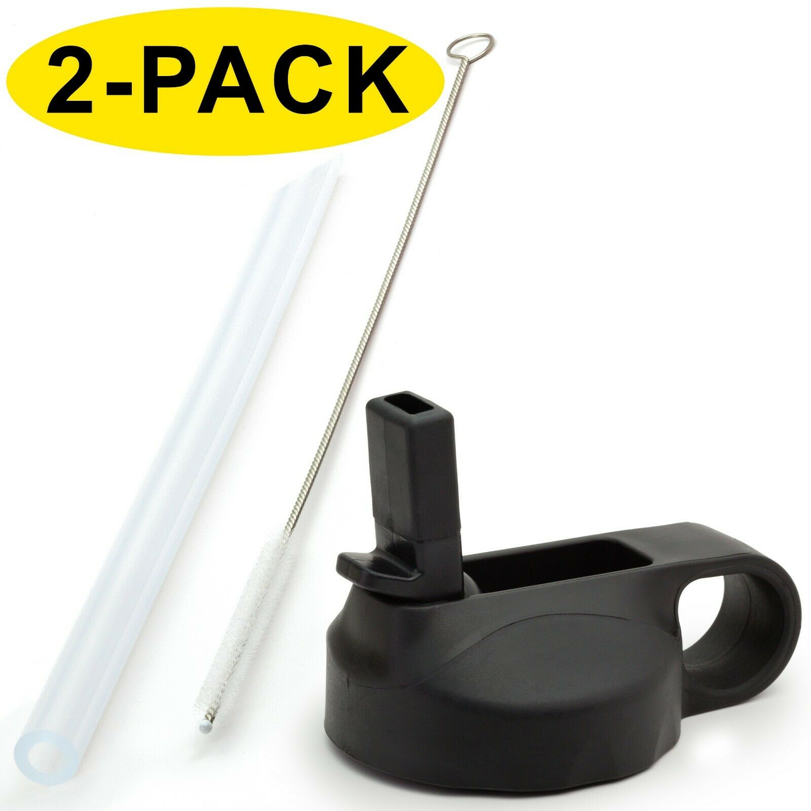 2-pack Wide Mouth Straw Lids With Silicone Straws For Hydro Flask Or Thermoflask
