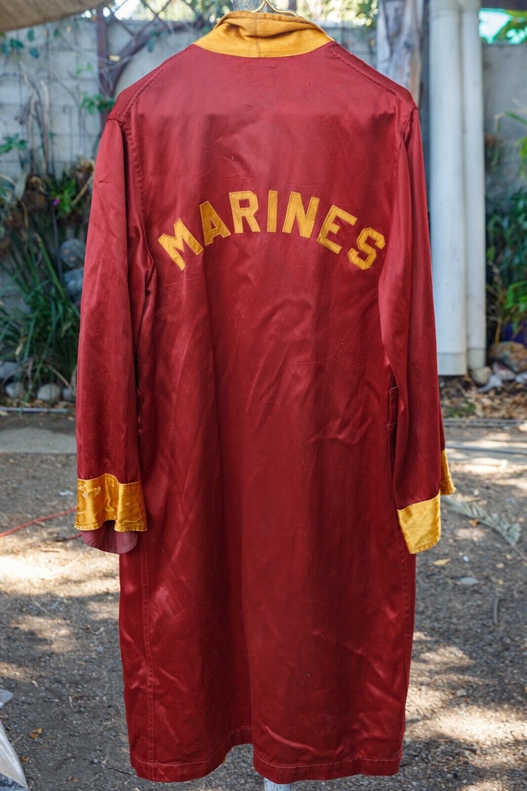 Rare Extreme Vintage 1950s Usmc Marines Military Red & Yellow Satin Boxing Robe