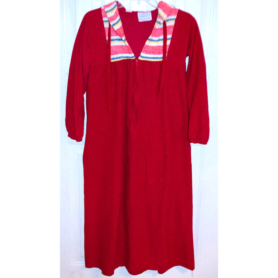 Vintage Growing Girl Sears & Roebuck 60's 70's Red Robe Girls Size 14 Housecoat