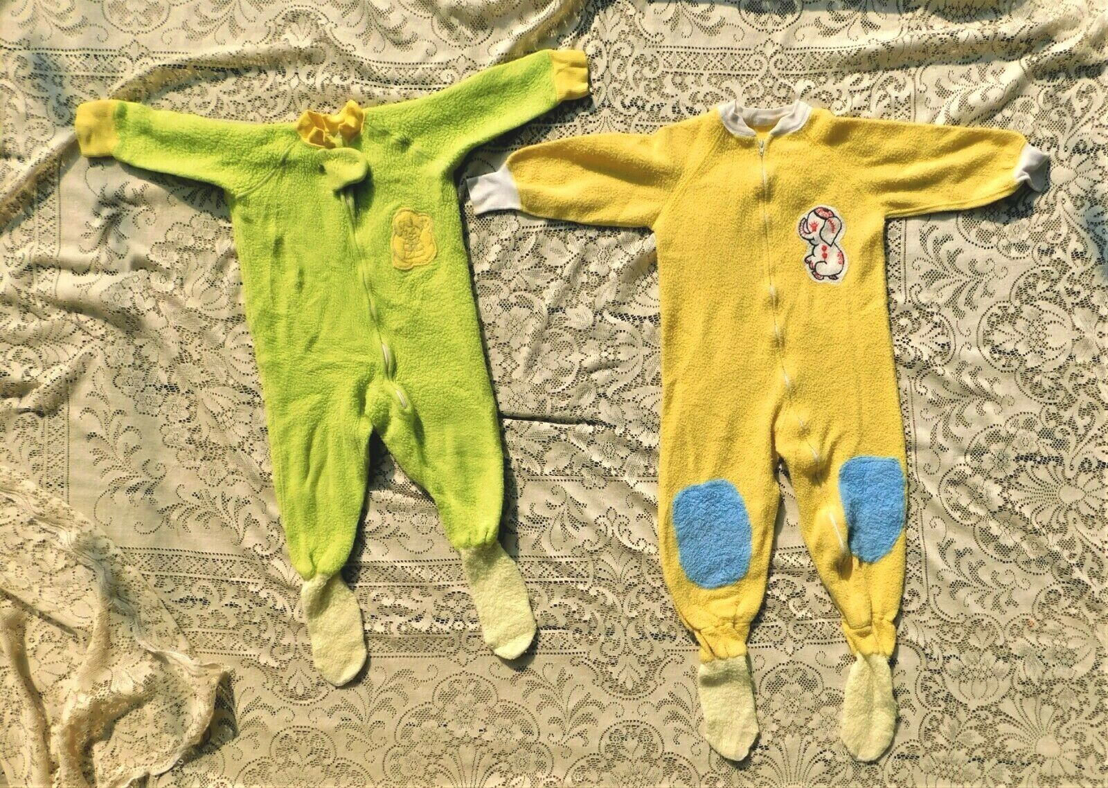 Two Pair Vintage 1960's / 70's Child's Footed Sleepers Pajamas Size 3