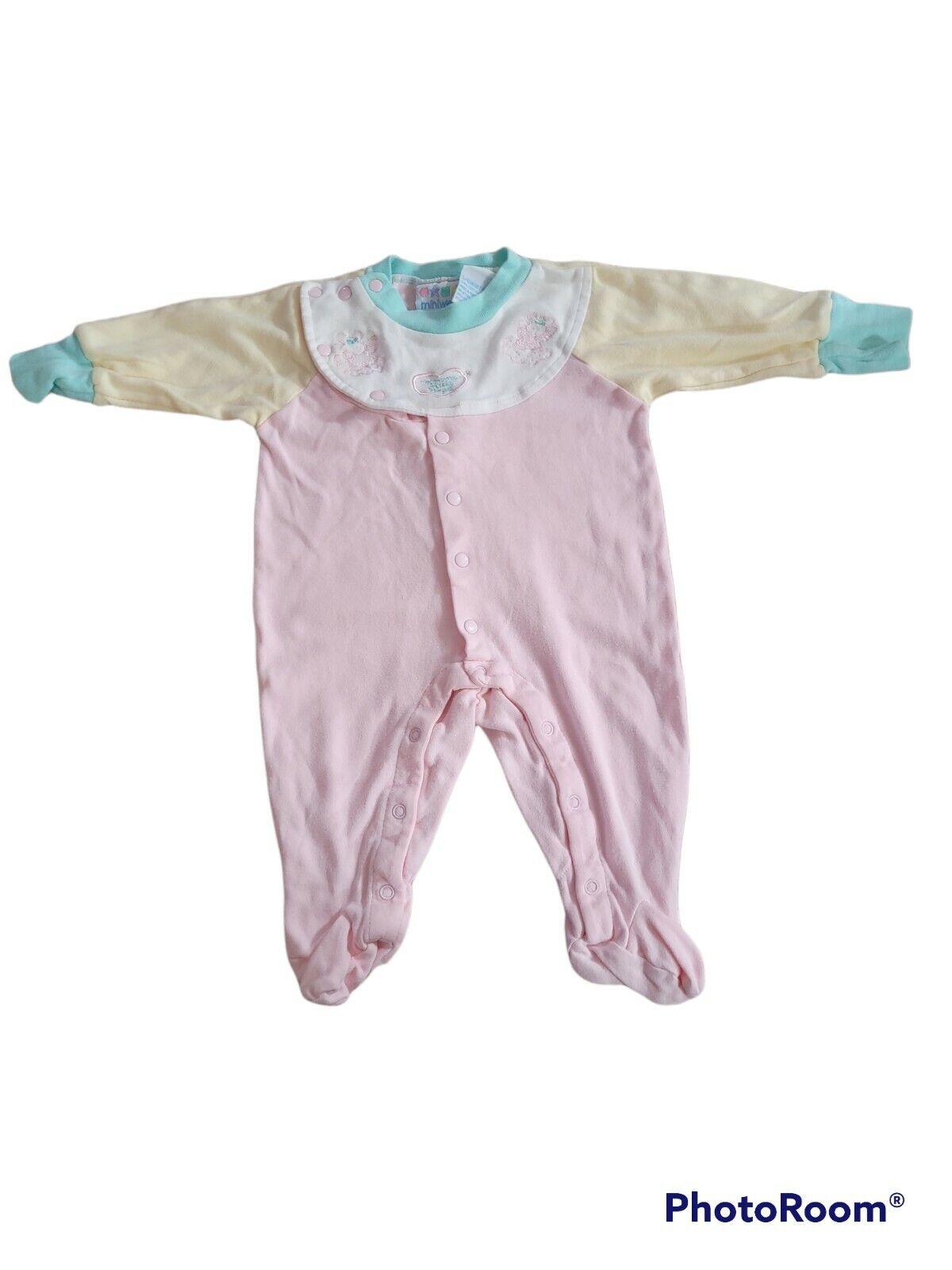Vintage Miniwear Girl's 3-6 Months Sleep And Play Pajamas Pastel Colorblock...